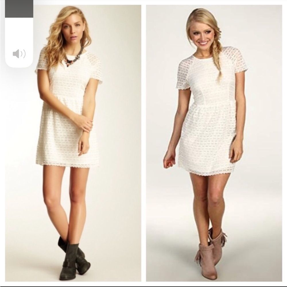 Free People Candy Ivory Lace Vintage Inspired Mini Dress